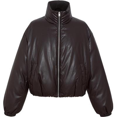 美特斯邦威羽绒服女2025年冬季新款PU面包截短羽绒服外套上衣