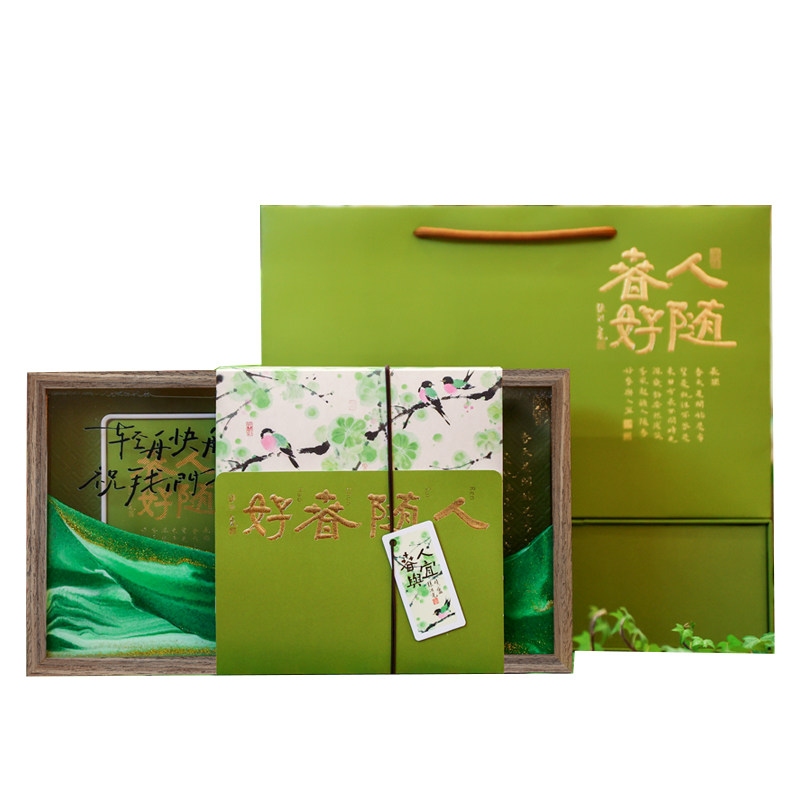 人随春好相框式流沙画铁罐包纸茶叶包装礼盒可装绿茶龙井碧螺春等