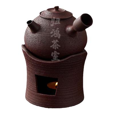 归鸿手工粗陶无釉围炉煮茶壶单壶侧把壶家用煮茶套装酒精炉温茶炉