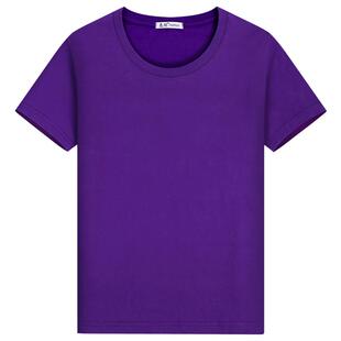 糖果色定制t恤班服DIY工服印字LOGO纯白色短袖圆领广告衫打底半袖