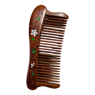 紫光檀插齿木梳子酸枝女士长发顺发梳微凹黄檀头皮按摩梳送人礼盒