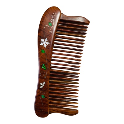 紫光檀插齿木梳子酸枝女士长发顺发梳微凹黄檀头皮按摩梳送人礼盒