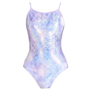 KISSINGGOURAMI炫紫渐变绿镭闪鱼姬竞速泳衣连体性感露背运动冲浪