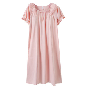 乌拉拉公主纯棉睡裙女春秋款带胸垫睡衣25年新款长袖连衣裙中长款