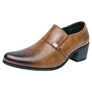 高级感翘头皮鞋男款百搭尖头高跟英伦风木根商务正装休闲复古潮鞋