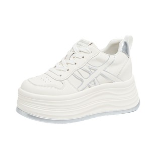 10公分内增高女鞋小个子真皮厚底小白鞋女春秋松糕休闲运动板鞋潮