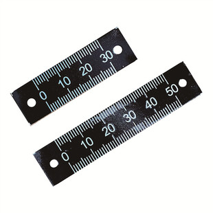 黑色刻度铝尺带背胶打孔标尺不干胶尺黑底白字自粘中分尺防水指针