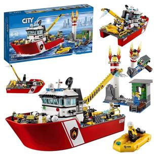 2025新款城市海上消防船60109救生艇极地巨轮船积木男孩拼装玩具