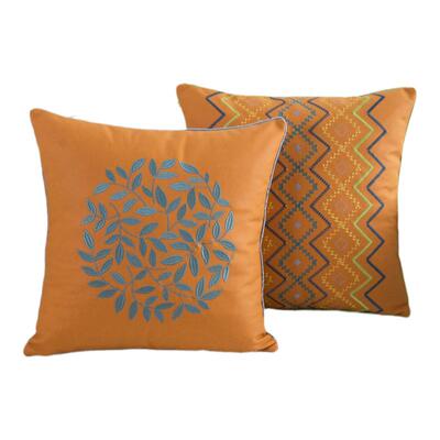 轻奢科技布橙色刺绣刺绣靠垫抱枕