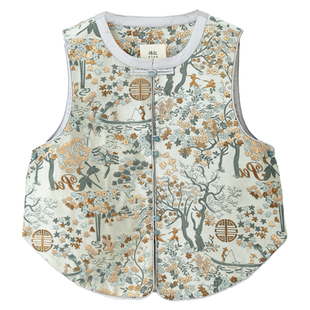 棉叙新中式老钱风马甲锦缎提花无袖唐装复古中国风背心女24020