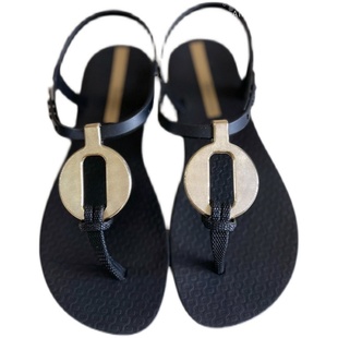 巴西本土天然橡胶果冻鞋纯色防滑软底夹趾凉鞋女时尚平底沙滩鞋夏