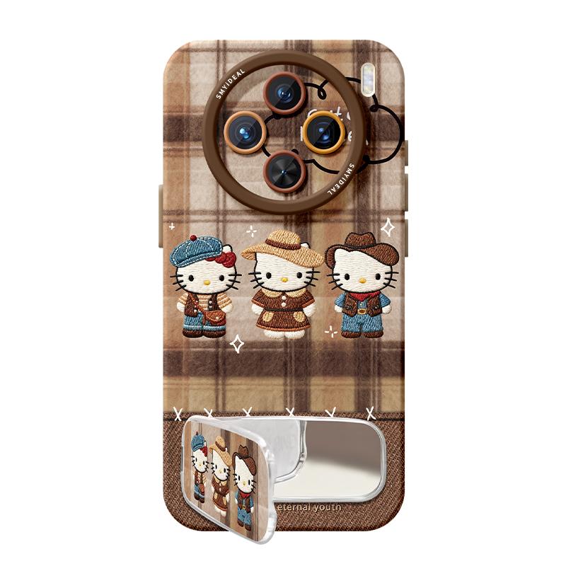 适用vivox300pro手机壳x100新款x60外壳x90女款的x200ultra棕色kt猫x80镜头x200s全包x100spro高级x70pro秋冬