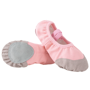 儿童舞蹈鞋软底鞋红色练功鞋免系带芭蕾舞鞋女童跳舞鞋子中国舞鞋