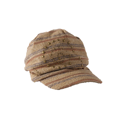 CONFUN绒面条纹螺旋铆钉设计松紧堆堆帽