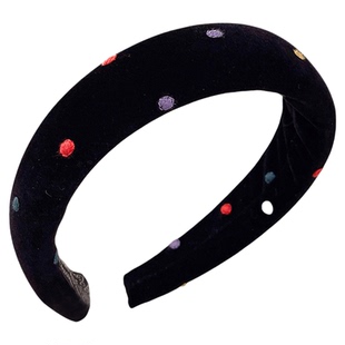 韩系彩色波点丝绒宽边发箍女防滑带齿头箍压发洗脸发卡高颅顶发饰