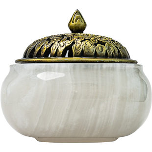 玉香炉香薰炉盘香炉香篆炉子套装沉香檀香熏香炉家用室内香炉石头