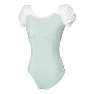 芭蕾舞练功服女新款泡泡袖短袖舞蹈服艺考体操服高胯连体服套装