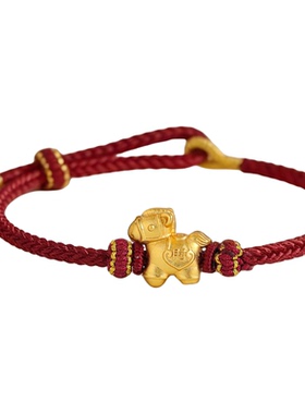 马上有钱马年红手链转运珠手绳女