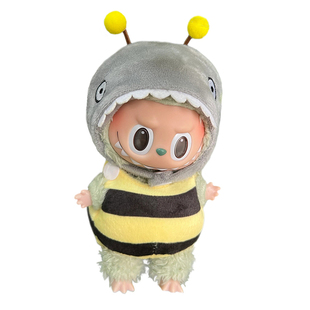 泡泡玛特LABUBU拉布布搪胶盲盒马卡龙挂件娃衣第三代衣服蜜蜂服饰