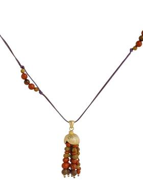 SWAH山丘家果实流苏长项链 复古小众游牧民族风简约木珠果实项链