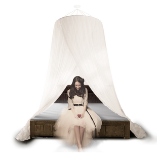 艾野圆顶吊顶蚊帐 公主落地式圆形宫廷蚊帐欧式加密吸顶整体帐身