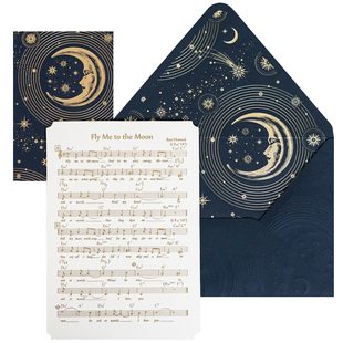 byears白夜高端浪漫爱情表白贺卡烫金乐谱星空月亮卡片婚礼誓词卡