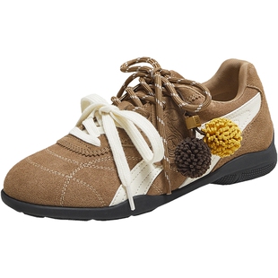 张艺凡同款TATA他她松果鞋女鞋复古德训鞋加绒运动阿甘鞋赛车鞋