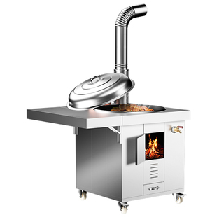 304新款不锈钢灶炉用柴火灶家用烧木柴大锅台农村无烟移动大铁锅