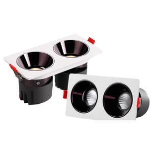 双头射灯斗胆灯嵌入式三头可调角度店铺商用小山丘深杯防眩光筒灯