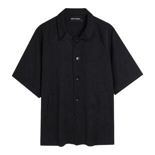 WithoutMe/REBELTOREBEL提花肌理感水波纹猫耳活页领插袋短袖衬衫