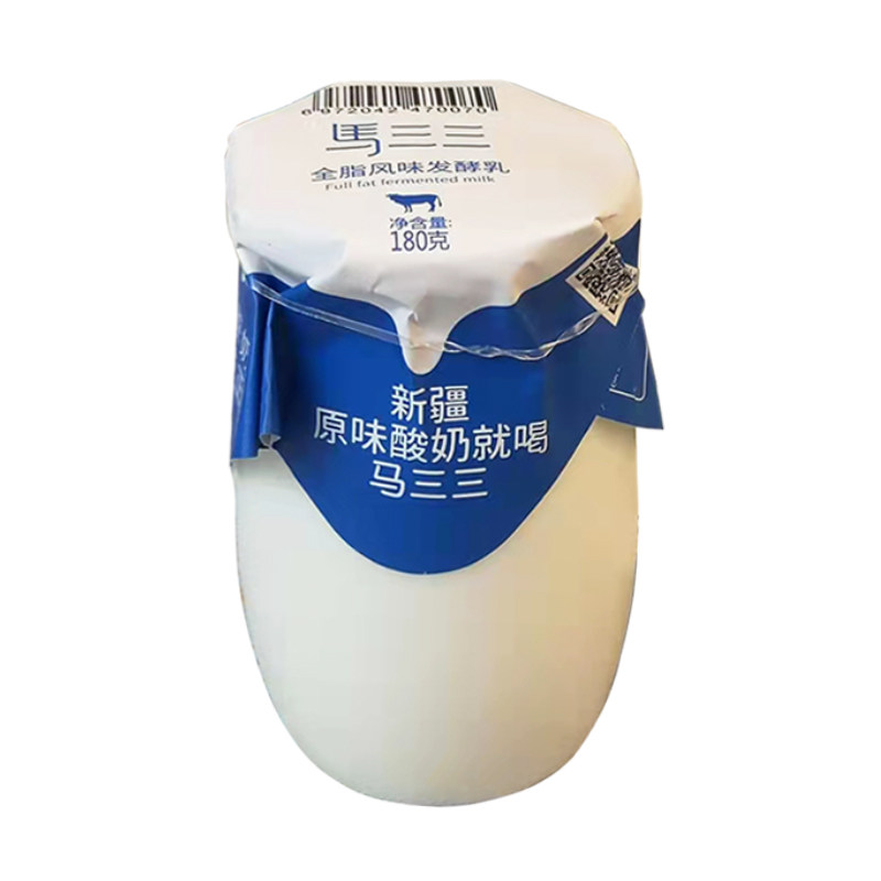 新疆马三三原味老酸奶180g*12罐低温生牛乳发酵营养早餐酸奶顺丰