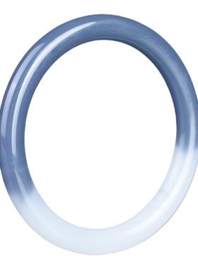 新疆和田玉羊脂青白玉手镯子女款叮当镯圆细条天然青花少女年轻款