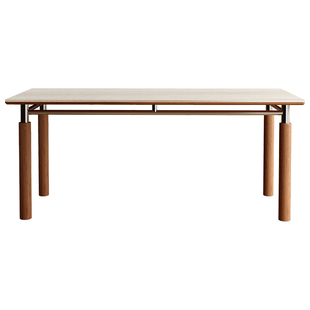 包豪斯德利丰岩板餐桌椅洞石中古风不锈钢白蜡木实木四季岩板餐桌