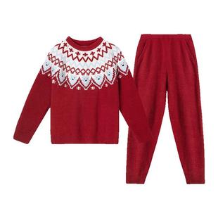 [虞书欣同款]ubras费尔岛儿童家居服半边绒加厚睡衣本命年likeuu