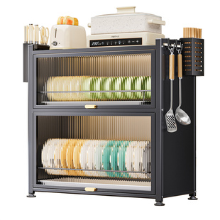 碗柜家用厨房碗架沥水架多功能防尘碗碟置物架台面小型碗盘收纳柜