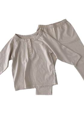纯棉丹麦风格春秋素色睡衣家居服