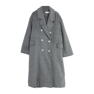 西町村屋双排扣苏力羊驼长款外搭