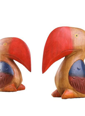 可爱风泰国手工木雕桌面大嘴鸟