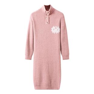 【戚薇同款】猫人半边绒睡裙女秋冬加厚保暖长袖睡衣奶呼呼家居服