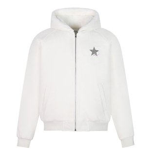 LK STORE LKOD秋冬新款麂皮五角星豹纹座山雕外套毛绒拼接棉衣