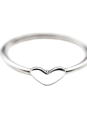 小心形纯银韩版开口小戒指尾戒