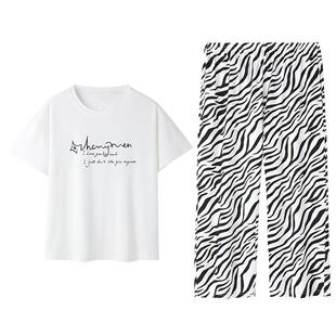 睡衣女夏季莫代尔棉绸短袖七分裤女款夏天薄款冰丝凉感夏款家居服