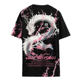 T恤男士短袖中国风龙图案印花衣服大码夏季冰丝半袖2025新款体恤