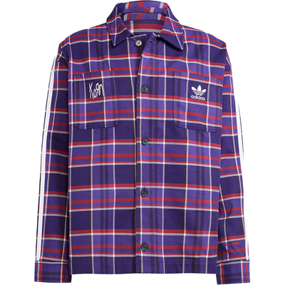 Adidas/阿迪达斯正品三叶草男士格纹运动翻领长袖衬衫JG1334