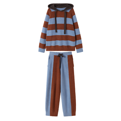 连帽半边绒家居服套装