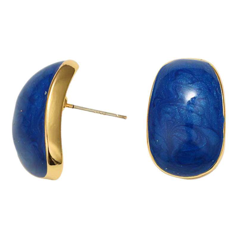 Exhibition/览物馆复古蓝耳钉港风简约气质个性轻奢耳夹无耳洞女