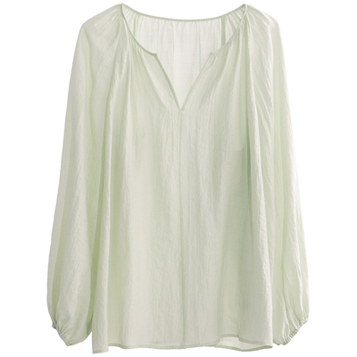 松弛感长袖衬衫海边度假上衣罩衫