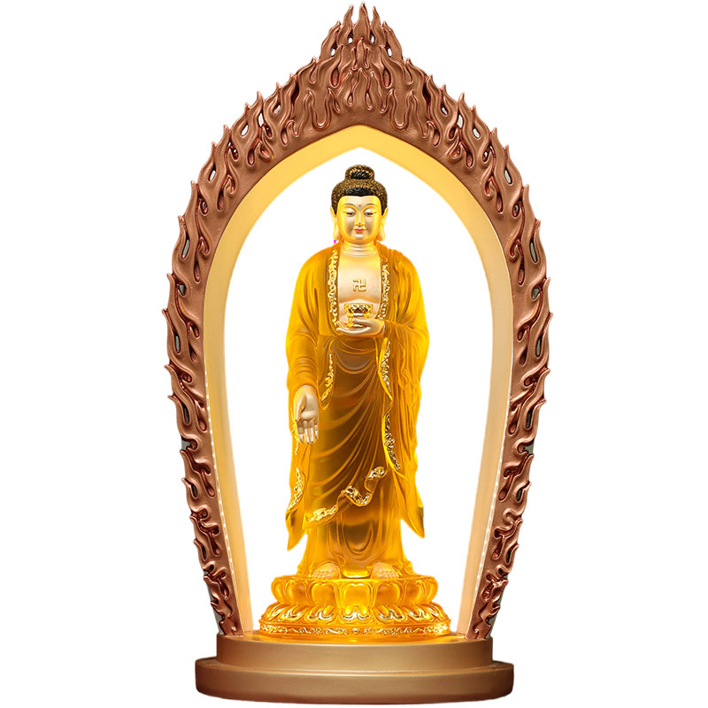 古法琉璃东林寺东林大佛佛像阿弥陀佛接引像佛祖站像家用礼佛摆件