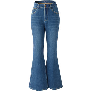 四面弹极热绒娅丽达加绒喇叭牛仔裤女2025新款冬季小个子微喇裤子