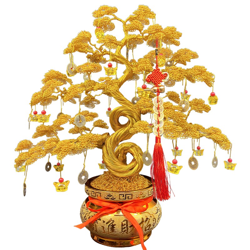 手工發(fā)財(cái)樹(shù)搖錢樹(shù)招財(cái)擺件家居客廳酒柜裝飾喬遷開(kāi)業(yè)生意人送禮品